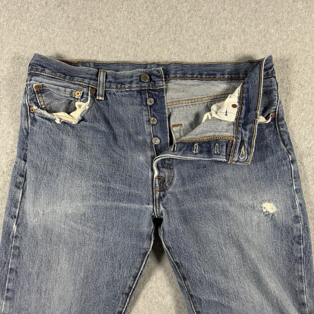 Levi's 501 Jeans Distressed Faded Straight Button Fly Men's Size 36x29